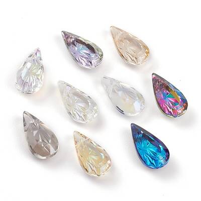 Embossed Glass Rhinestone Pendants