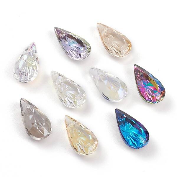 Embossed Glass Rhinestone Pendants