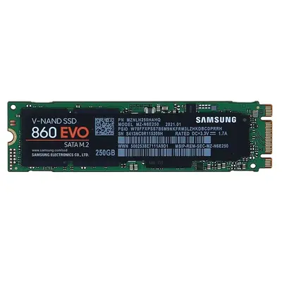 MZ-N6E250B Samsung 860 EVO Series 250GB M.2 2280 6GB/s SATA 512MB Cache V-NAND 3bit MLC Solid State Drive