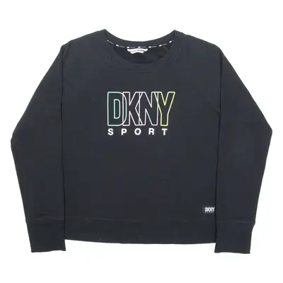 DKNY Womens Sweatshirt Black Crew Neck S