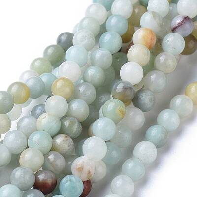 Natural Flower Amazonite Round Bead Strands