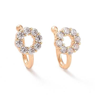Clear Cubic Zirconia Ring Cuff Earrings