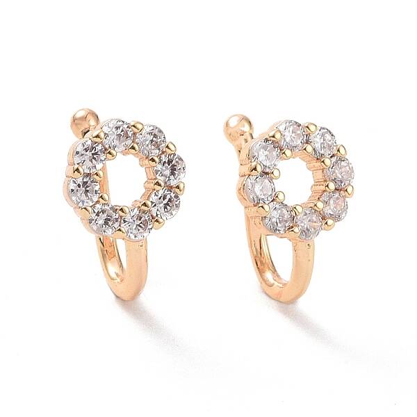 Clear Cubic Zirconia Ring Cuff Earrings