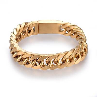 Ion Plating(IP) 304 Stainless Steel Curb Chains Bracelets