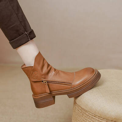 CHIKO Tercera Round Toe Block Heels Ankle Boots