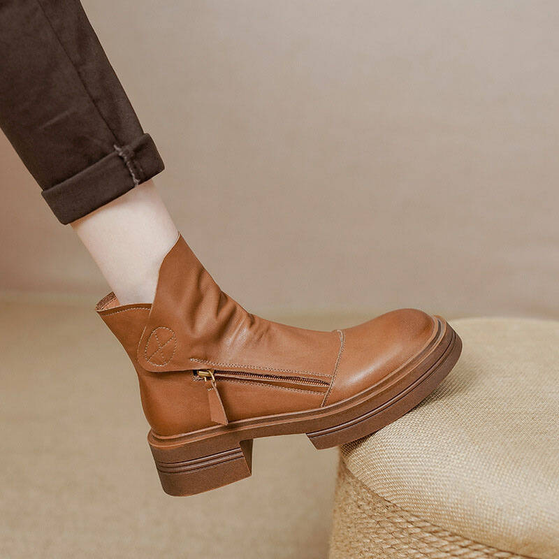 CHIKO Tercera Round Toe Block Heels Ankle Boots