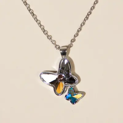 Swarovski Crystal Butterfly Necklace - Blue