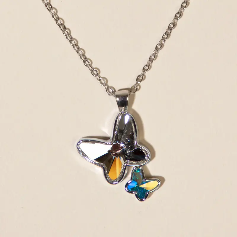 Swarovski Crystal Butterfly Necklace - Blue