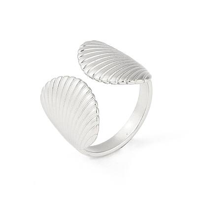 304 Stainless Steel Shell Shape Open Cuff Rings