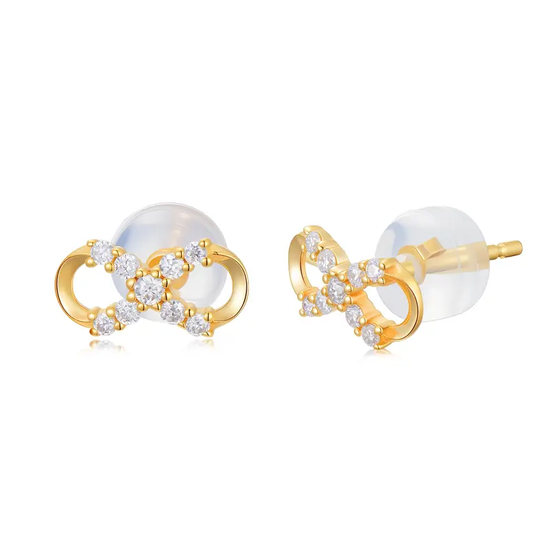 14K Gold Moissanite Bow Stud Earrings