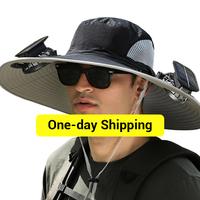 Men's and Women's Solar Fan Hats - Outdoor Fishing Hats With Fan Hats, Wide-Brimmed Sun Hats, USB Rechargeable Solar Fan Hats...
