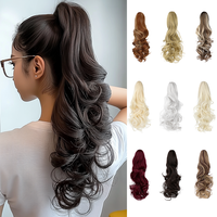 Cephemer Claw Ponytail Extension 18inches Curly Pony Tails Claw Clip Hair Extensions Natural Looking Synthetic Hairpieces for...