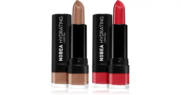 NOBEA Day-to-Day Lip Set Vanilla Nude #L06 Moisturizing Lipstick 4.5g + Scarlet Red #L13 Moisturizing Lipstick 4.5g