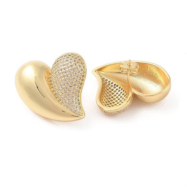 Rack Plating Brass Micro Pave Clear Cubic Zirconia Stud Earrings for Women