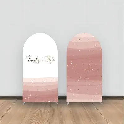 Aperturee Rose Gold White Double Sided Wedding Arch Backdrop | Custom Chiara Arched Covers | Wedding Arch Backdrop | Round Ar...