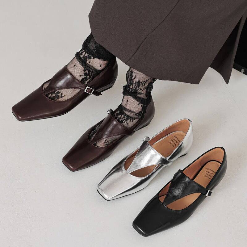 CHIKO Aaid Square Toe Block Heels T-Strap Shoes