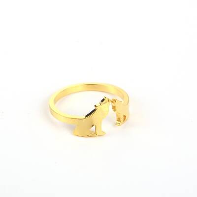 Stylish Adjustable Stainless Steel Wolf Cuff Rings for Women