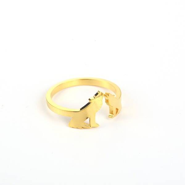 Stylish Adjustable Stainless Steel Wolf Cuff Rings for Women