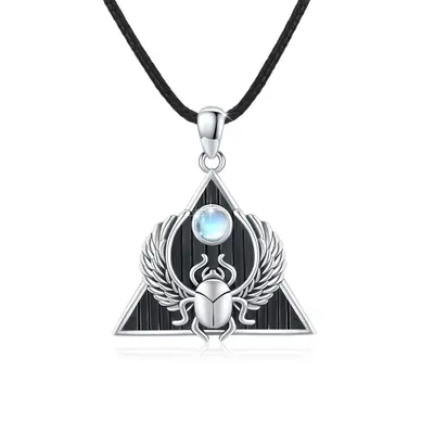 Sterling Silver Moonstone Ladybug Pendant Necklace