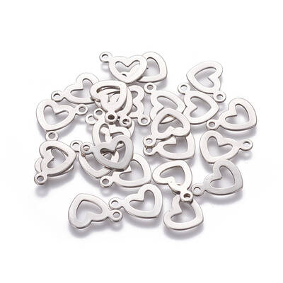 Non-Tarnish 304 Stainless Steel Open Heart Charms