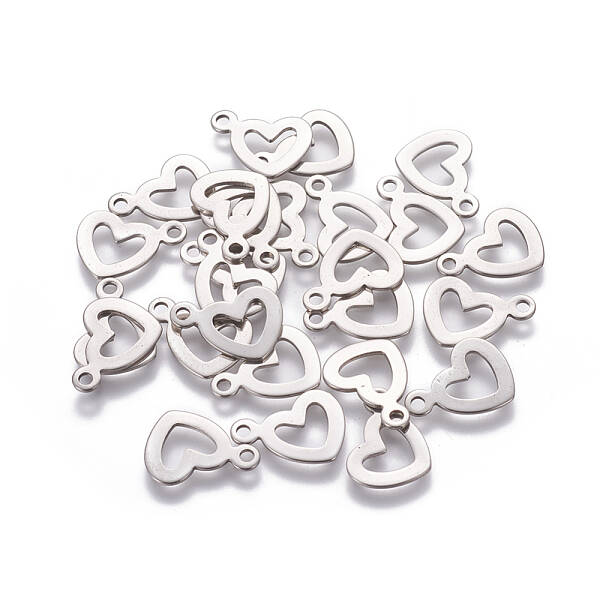 Non-Tarnish 304 Stainless Steel Open Heart Charms