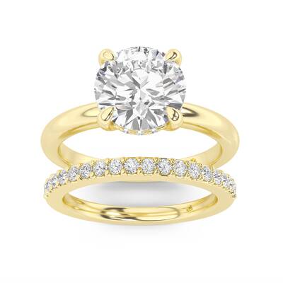 Fez Lab Grown Round Diamond Engagement Ring with the Orion Wedding Band | 18K Yellow Gold 1 3/4 ct. tw.