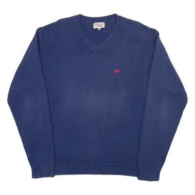 MAUL & SONS Mens Jumper Blue Tight Knit L