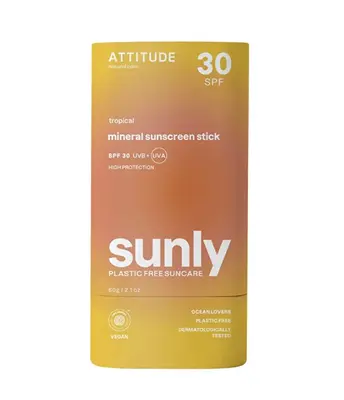Attitude Tropical SPF 30 Sunly Mineral Body Protection Stick (Sun Stick) 60 g