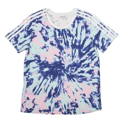 ADIDAS Tie Dye Womens T-Shirt Blue UK 12