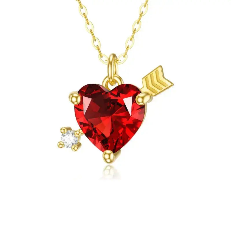 9K Gold Cubic Zirconia Heart Pendant Necklace