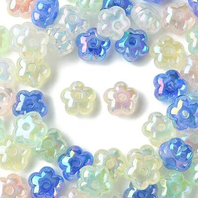 50Pcs UV Plating Rainbow Iridescent Acrylic Beads