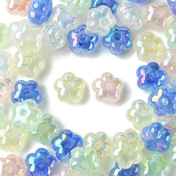 50Pcs UV Plating Rainbow Iridescent Acrylic Beads