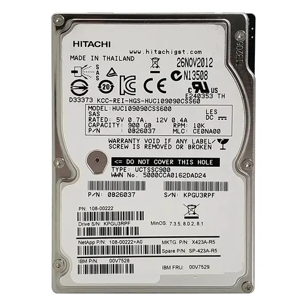 108-00222+A0 NetApp 900GB 6Gb/s SAS 10000 2.5-inch Hard Drive