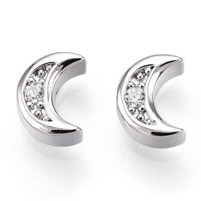 Brass Micro Pave Cubic Zirconia Beads