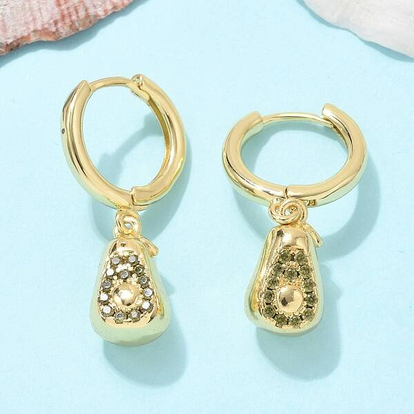 Brass Cubic Zirconia Hoop Earrings