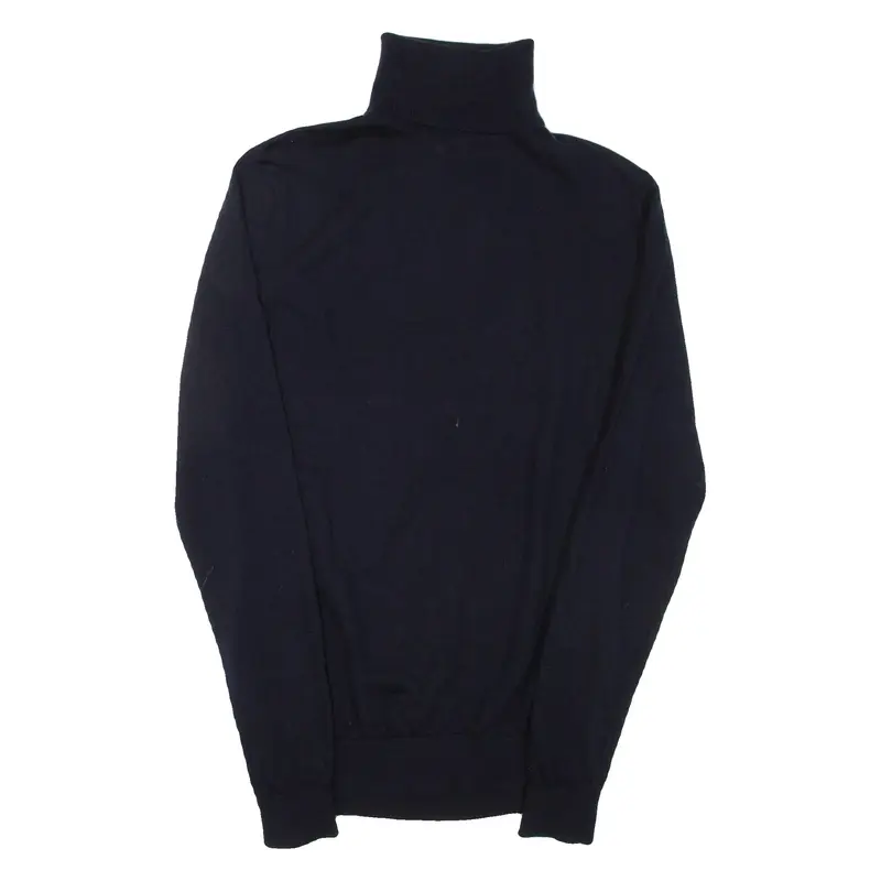 REISS Mens Jumper Blue Roll Neck Tight Knit Wool S