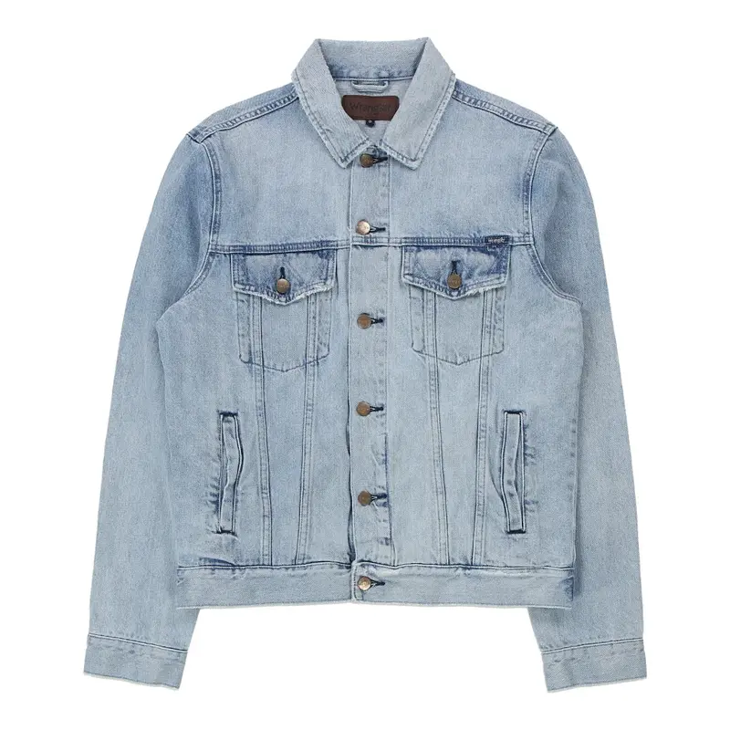 Wrangler Denim Jacket - Small Blue Cotton Blend