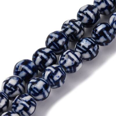 Handmade Blue and White Porcelain Beads Strands