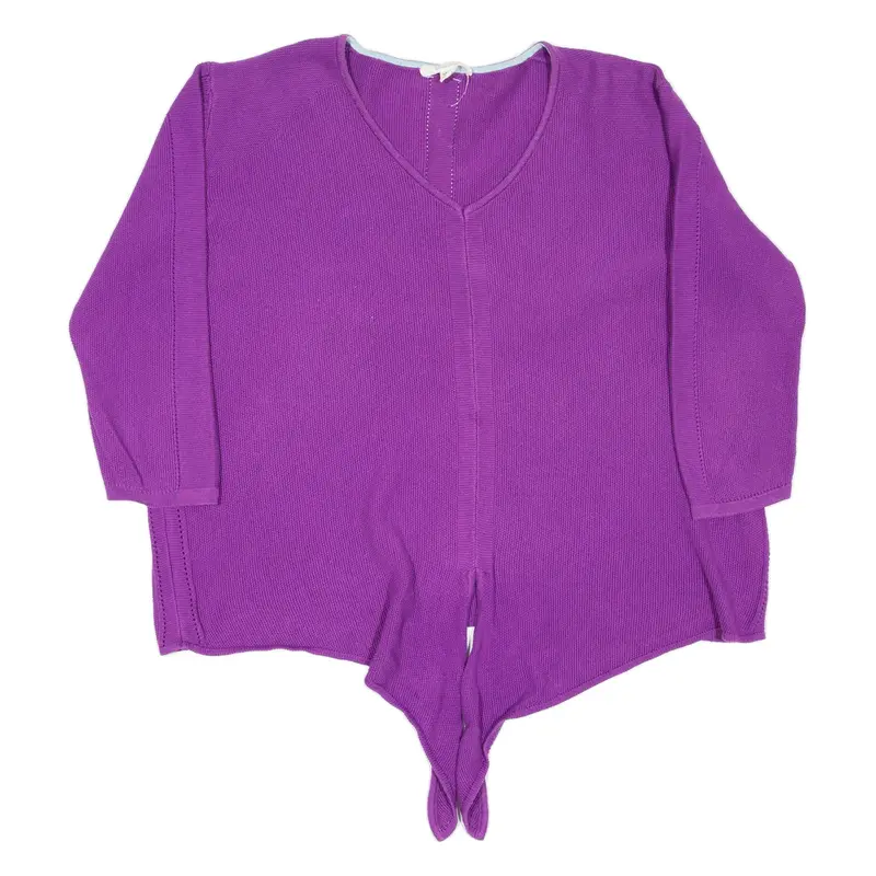 WHITE STUFF Womens Jumper Purple Tight Knit 3/4 Sleeve UK 12