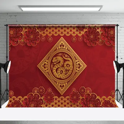 Aperturee Chinese Papercutting Floral Snake New Year Backdrop - Aperturee