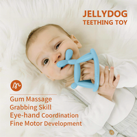 Miraloop Teething Toys for Babies, Jellydog Never Drop Food Grade Silicone Rocking Teether, Prevent Choking & Odorless Baby T...
