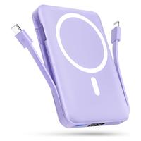 Podoru Multifunctional 10000mAh Power Bank, Wireless Magnetic Travel Charger Built-in USB C Lighting Cable, MagSafe for iPhon...