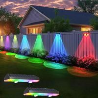 Solar Powered Fence Light, LED Fence Light with 10 Light Modes, Outdoor Fence Light for Outdoor Fence Column Terrace Pool Wal...