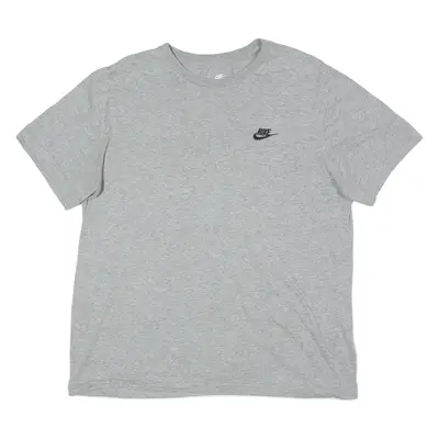 NIKE Mens T-Shirt Grey Crew Neck L