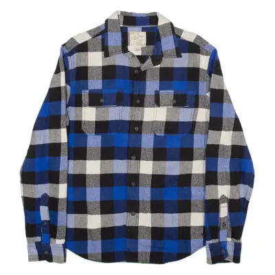 AMERICAN EAGLE Flannel Shirt Blue Check Long Sleeve Mens M