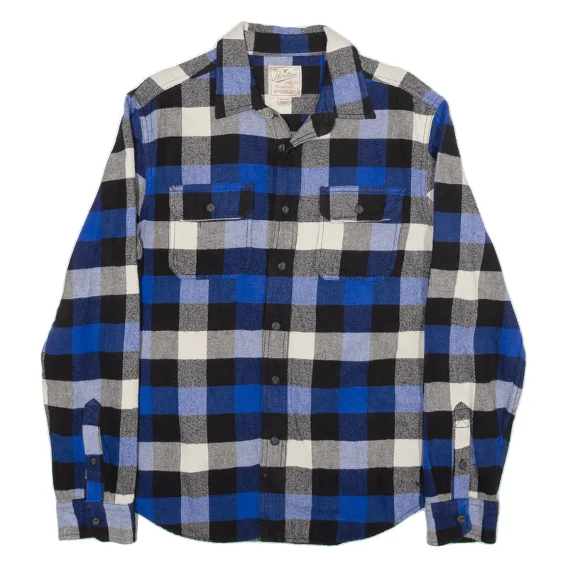 AMERICAN EAGLE Flannel Shirt Blue Check Long Sleeve Mens M