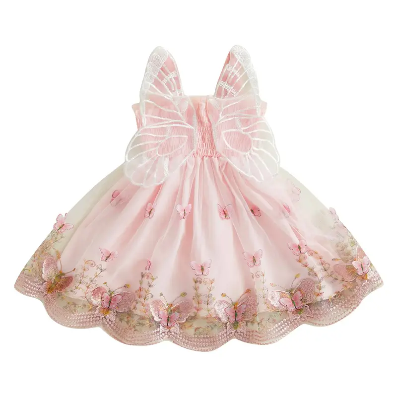 Toddler Girls Dress Butterfly Embroidery Sleeveless Casual Dress Baby Summer Fashion Princess Dress