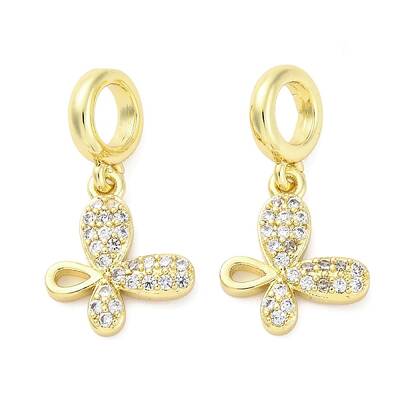 Brass Micro Pave Cubic Zirconia European Dangle Charms