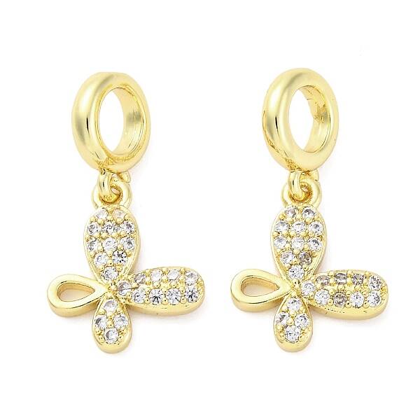 Brass Micro Pave Cubic Zirconia European Dangle Charms