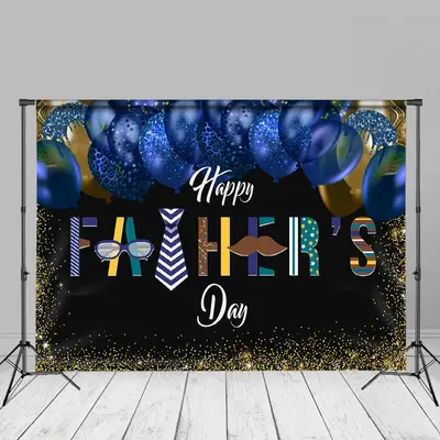 Glitter Blue Balloon Tie Fathers Day Photo Backdrop - Aperturee